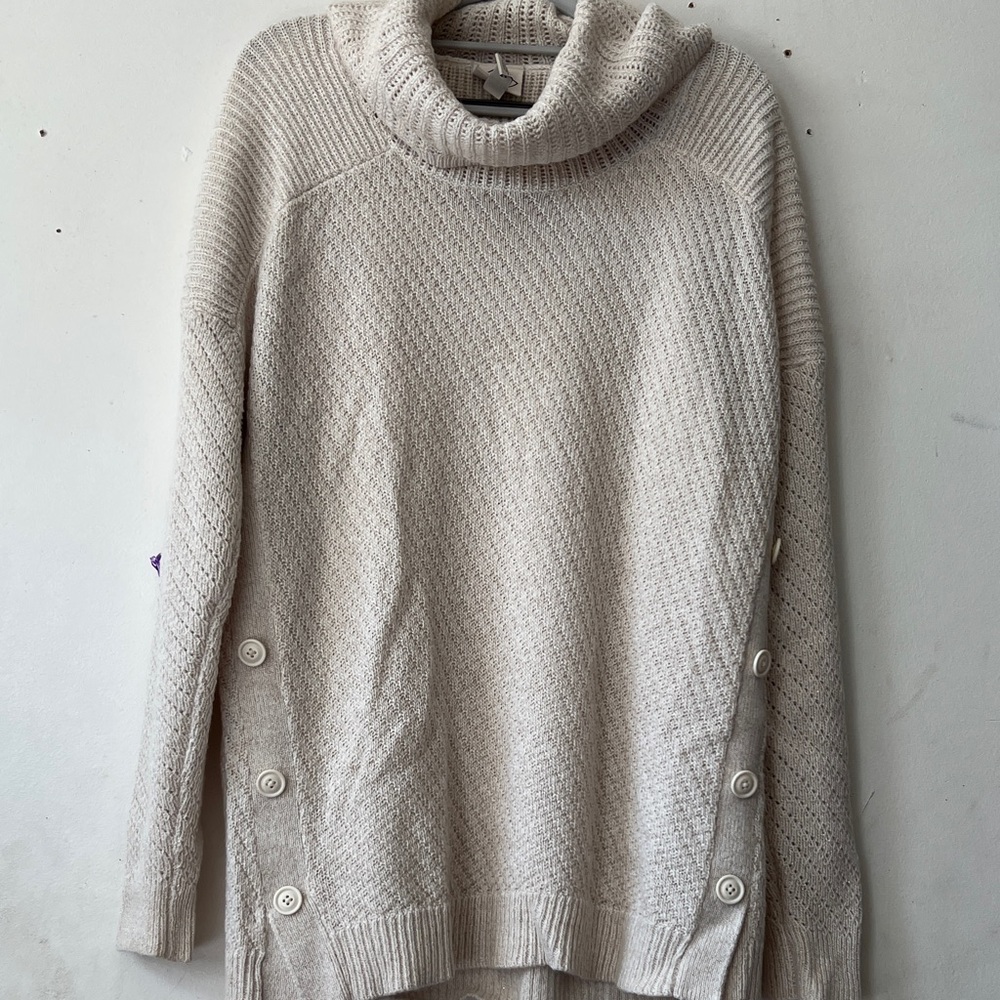St. John's Bay Cream Cowl Neck Sweater size M tunic knit sweater